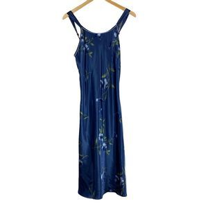 Halston blue floral slip dress